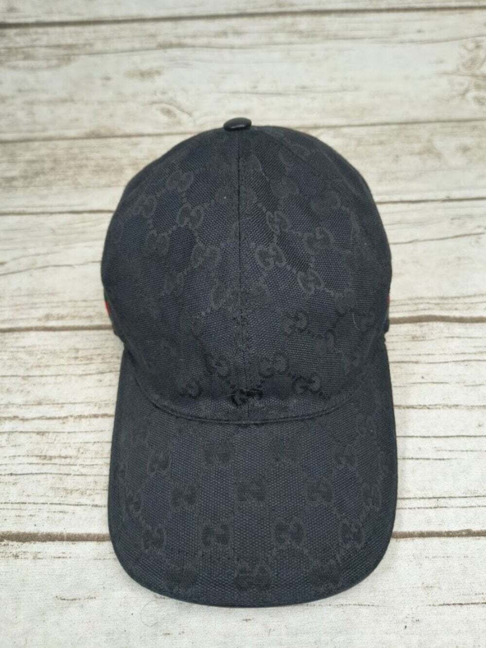Gucci Black GG Monogram Baseball Cap Size M Made in Italy